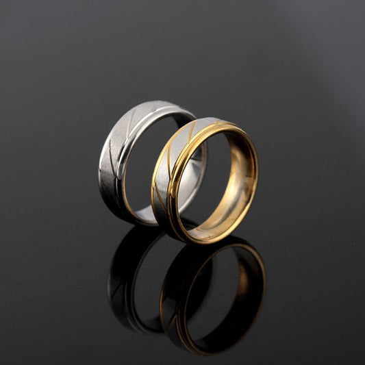 Jewelry stainless steel ring fashion simple couple striped titanium steel ring