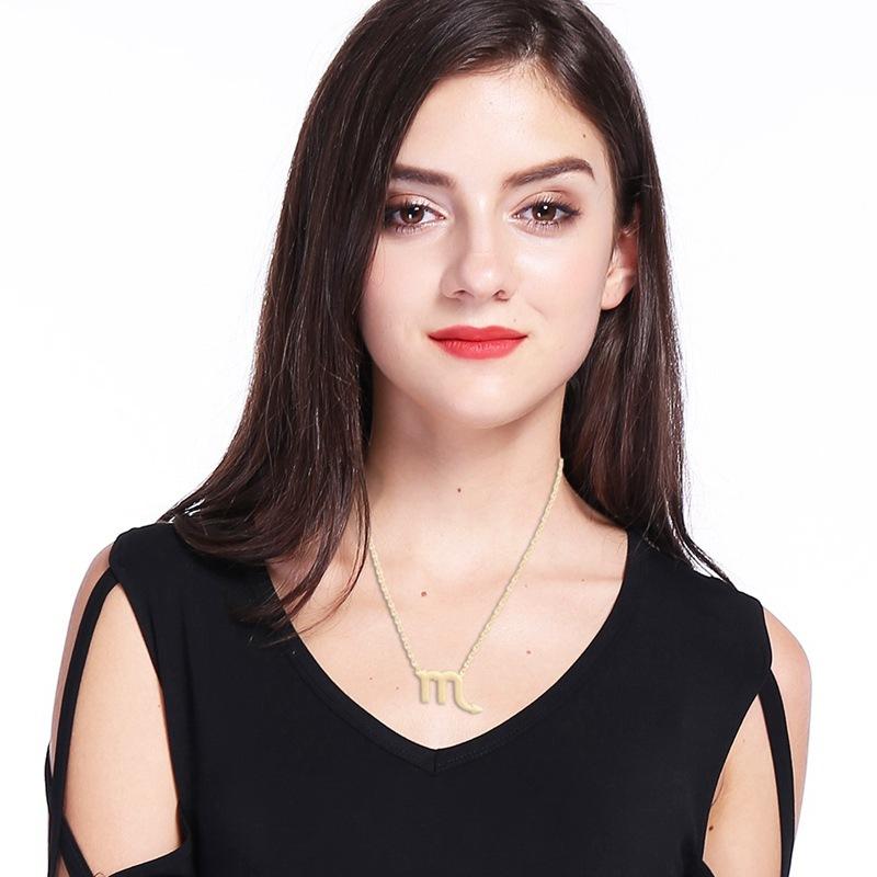 Twelve Constellation Couple Necklace Female Leo Clavicle Chain Pendant Simple Necklace Jewelry