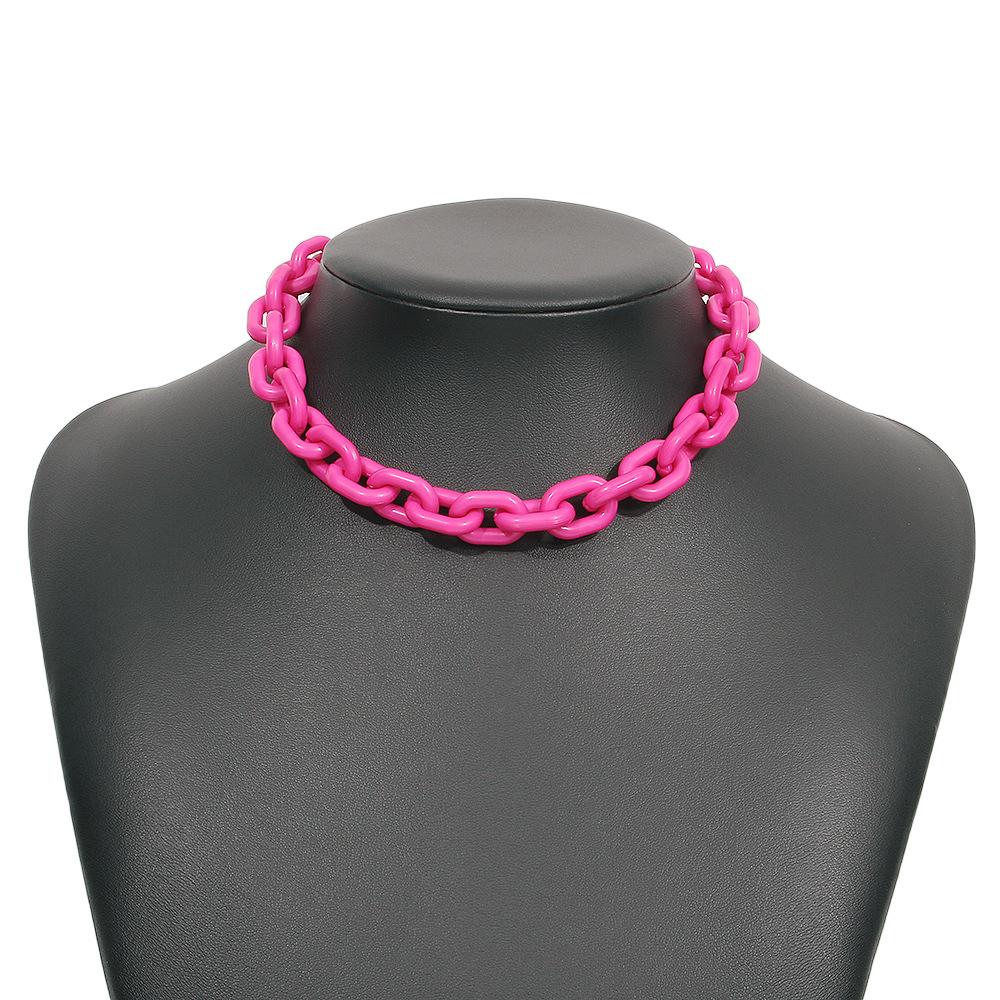 N932 Exaggerated Punk Hip Hop Resin Necklace Alloy Acrylic Retro Thick Chain Clavicle Chain Female