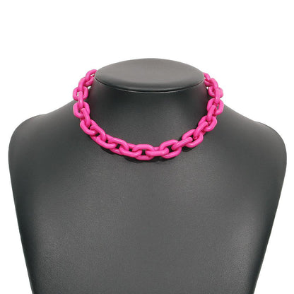 N932 Exaggerated Punk Hip Hop Resin Necklace Alloy Acrylic Retro Thick Chain Clavicle Chain Female