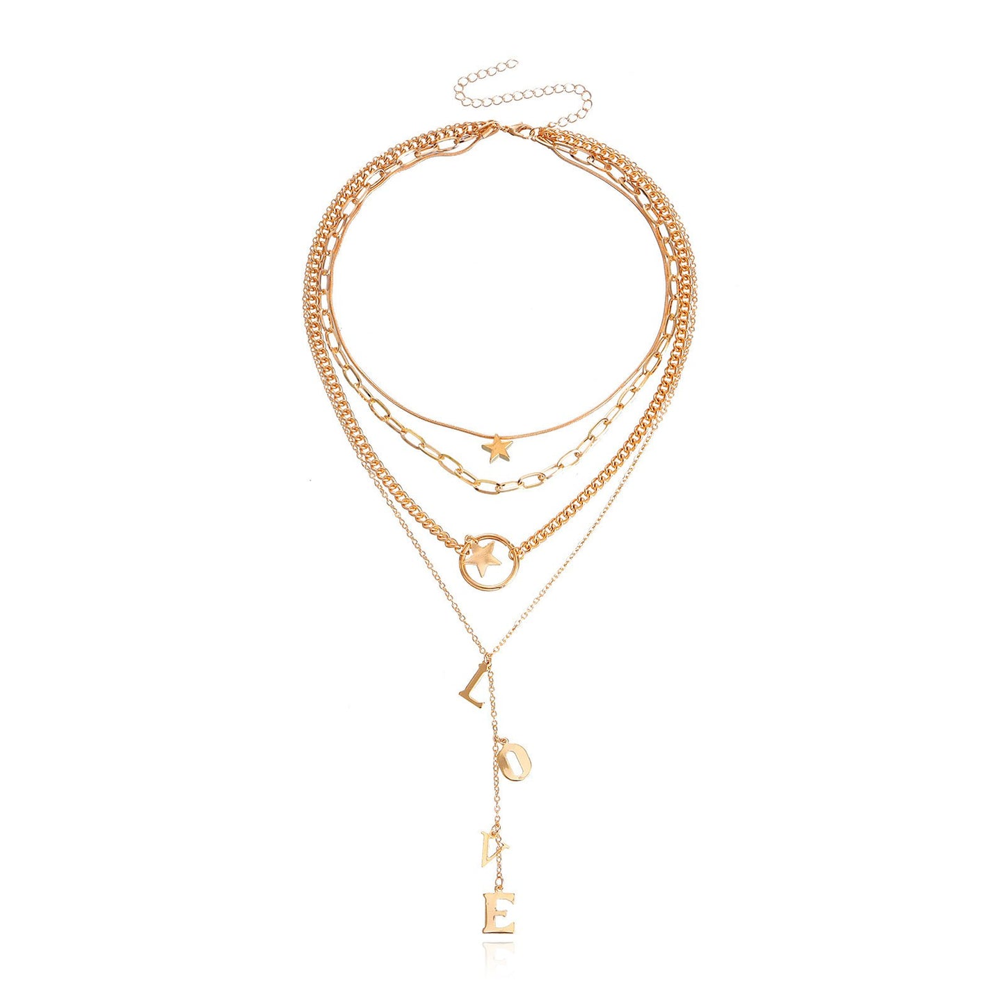 Jewelry trend multi-layer long tassel LOVE letter pendant necklace female sweater chain high-end sense