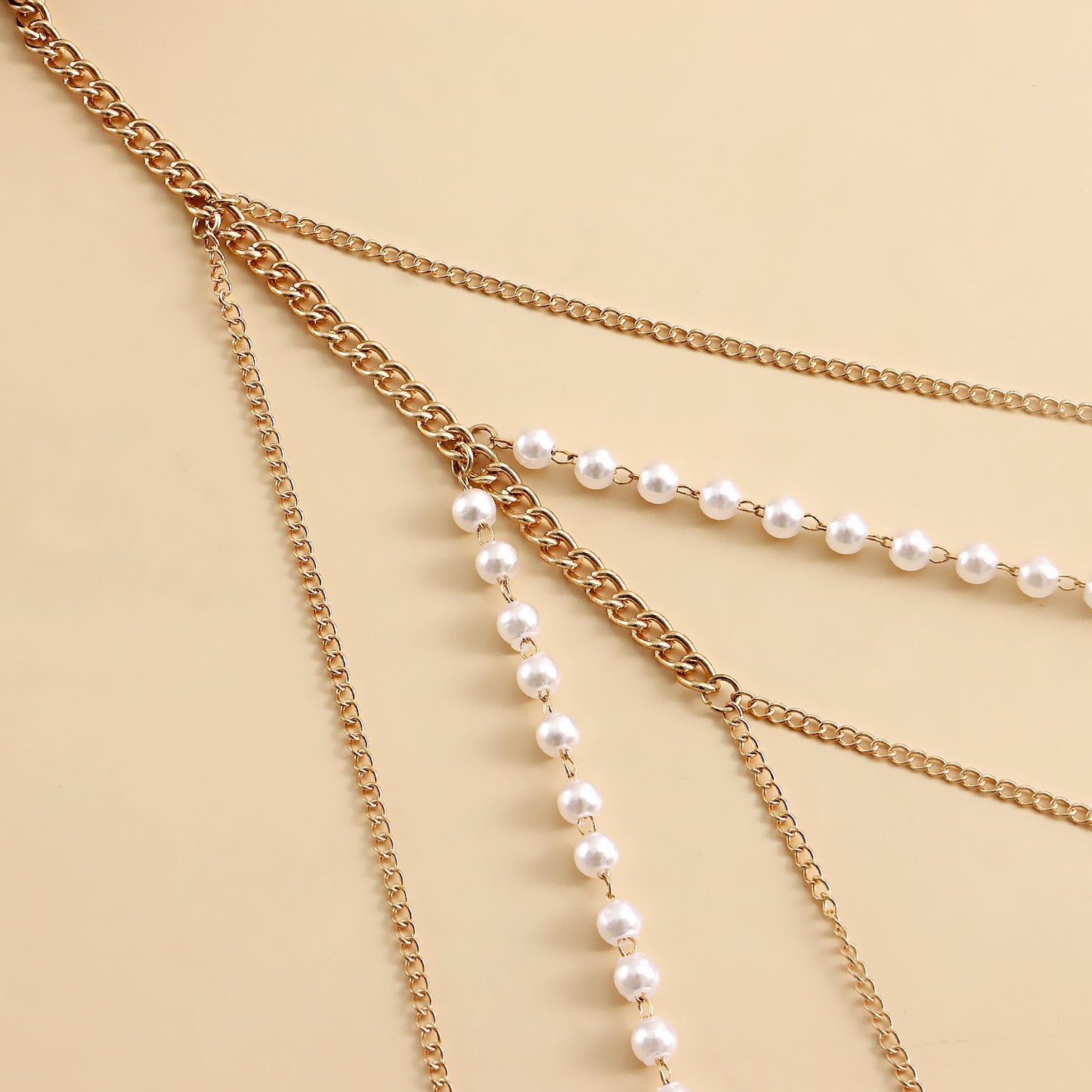 Jewelry Casual Beach Geometric Metal Fashion Leg Ring Sexy Elastic Rope Imitation Pearl Leg Chain