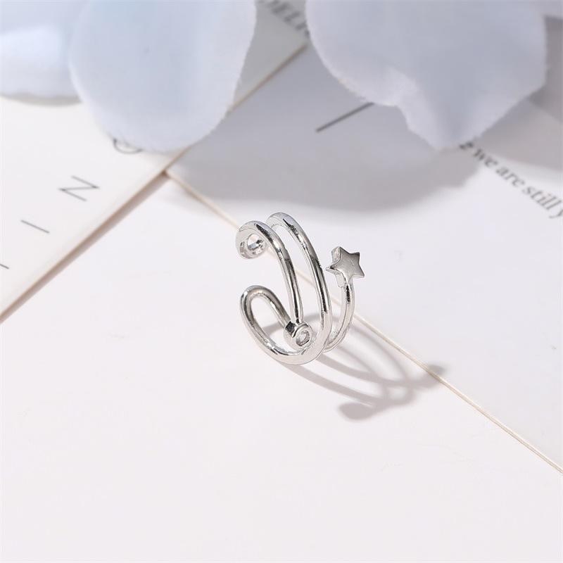 Small fresh earrings simple diamond-studded star-shaped ear clip five-pointed star ear bone clip fashion single earring without ear piercing