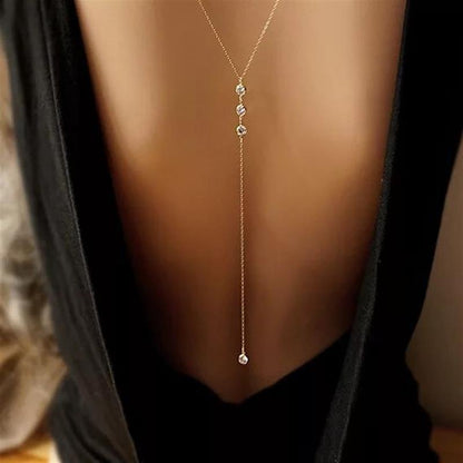 Jewelry Fashion Simple Water Drop Back Chain Trendy Women's Long Necklace Tassel Body Chain