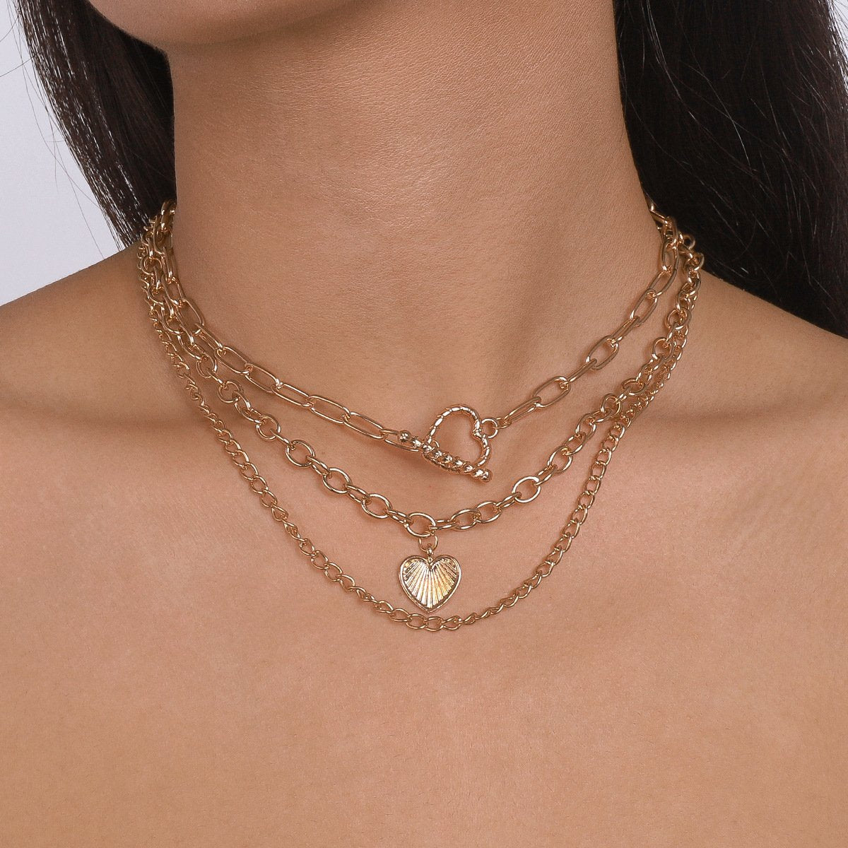 N162 Jewelry exaggerated multi-layer chain punk necklace niche indifferent love necklace
