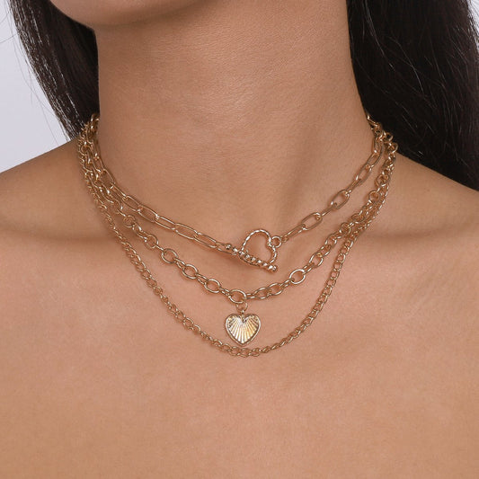 N162 Jewelry exaggerated multi-layer chain punk necklace niche indifferent love necklace