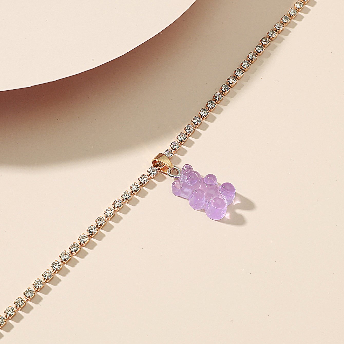 Creative Resin Bear Chain Rhinestone Anklet Sweet and Cute Summer Pendant Foot Jewelry for Women