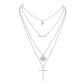 Fashion multi-layer geometric disc English diamond cross necklace jewelry