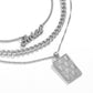 Jewelry Frosty Checkerboard Metal Tag Necklace Hip Hop Niche Diamond Alphabet Necklace Female