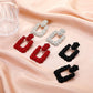 Metal Geometric Earrings Retro Exaggerated Square Frosted Earrings Fashion Irregular Stud Earrings Women