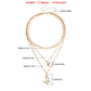 Jewelry colorful light luxury trend multi-layer back-shaped chain micro-inlaid mother-of-pearl butterfly pendant necklace female
