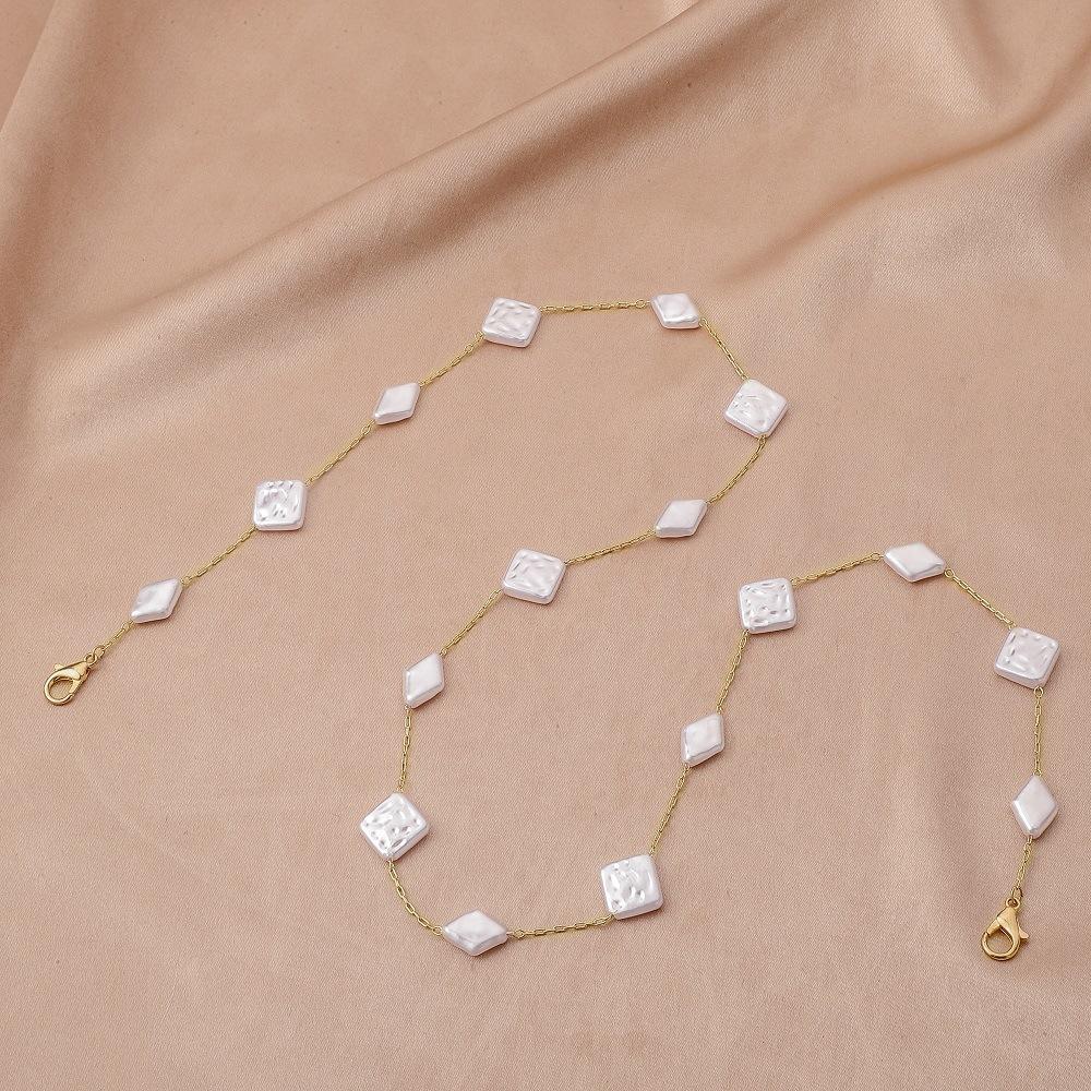 Rhombus baroque special-shaped pearl mask chain hand-spliced fashion temperament glasses anti-drop anti-lost chain