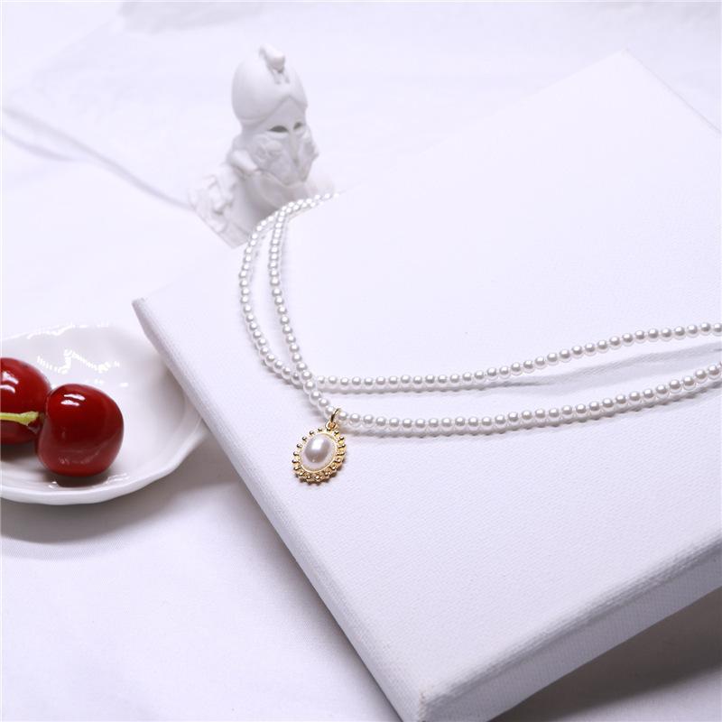Retro Baroque court necklace double pearl necklace fashion collarbone chain choker neck jewelry female