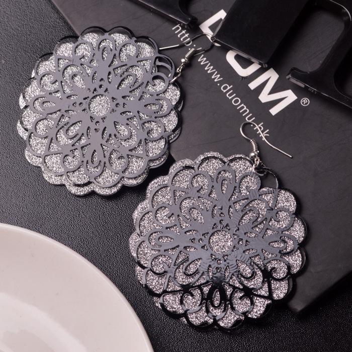 Jewelry Exaggerated Retro Hollow Sunflower Actress Versatile Ethnic Frosted Earrings