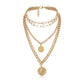 Jewelry Personality Round Card Coin Pendant Necklace Men's Hip Hop Trendy Portrait Multilayer Thick Chain Necklace