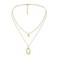 Personalized double-layer stainless steel O-shaped oval circle pendant titanium steel geometric collarbone necklace female