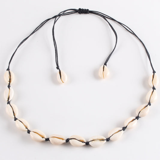 Fashion jewelry non-mainstream personality shell necklace cotton thread female workers wear shell necklace clavicle chain