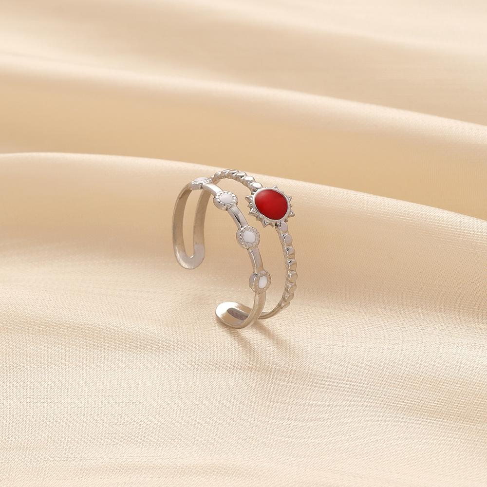 Exquisite light luxury niche design women's stainless steel opening adjustable color sun star ring