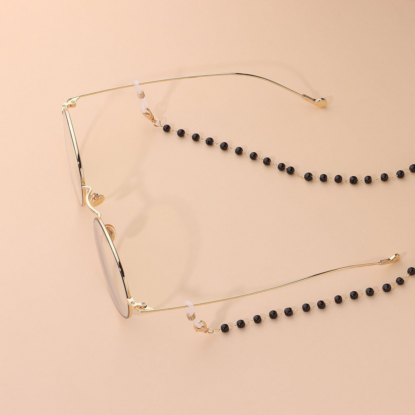 Ornament Protein Bead Glasses Chain Versatile Black and White Bead Glasses Accessories Women