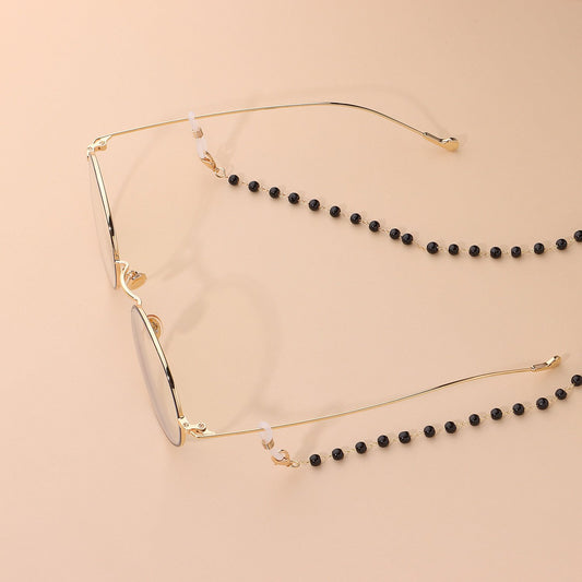 Ornament Protein Bead Glasses Chain Versatile Black and White Bead Glasses Accessories Women