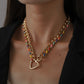 Retro Rainbow Drip Oil Chain Love Lock Short Necklace Personality Creative Temperament Clavicle Chain Female