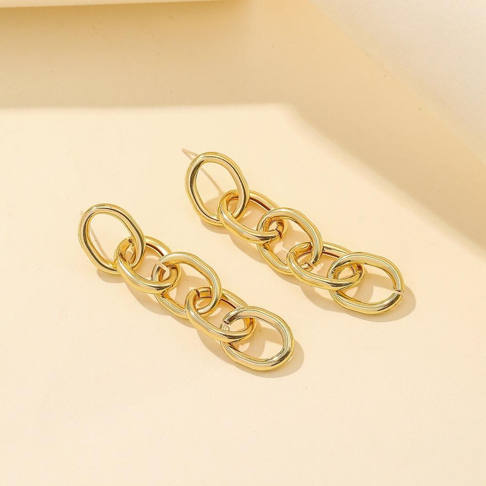 Dongdaemun personalized tassel earrings ins simple O-shaped chain exaggerated lady trendy hip-hop earrings