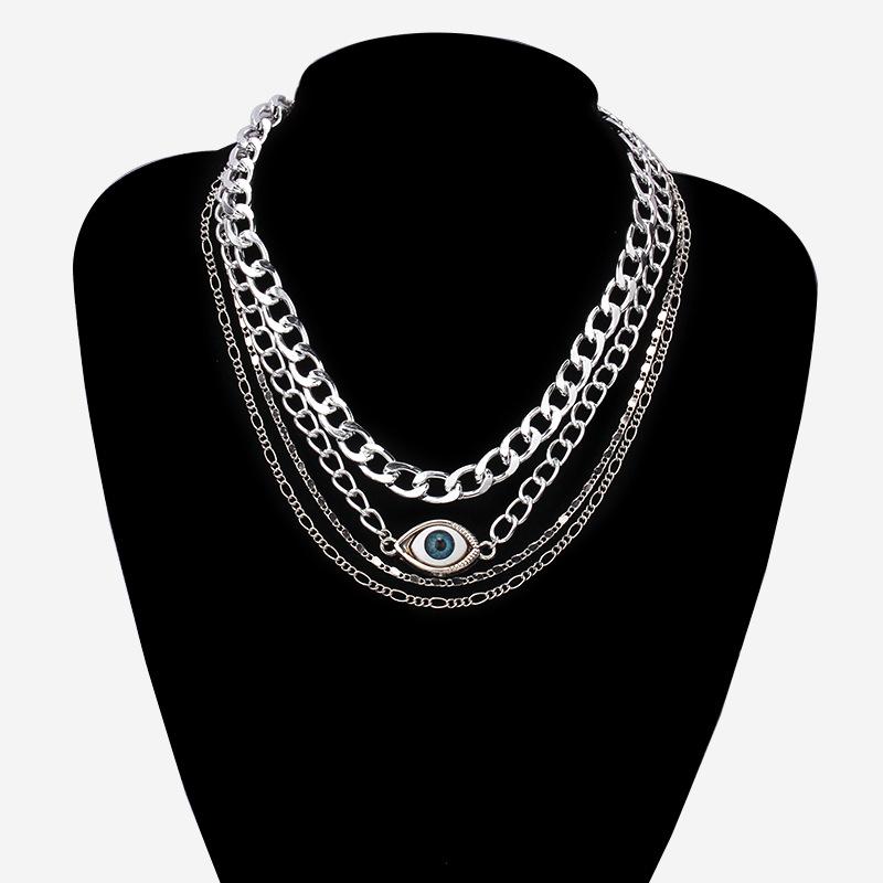 Jewelry Exaggerated Alloy Devil's Eye Pendant Necklace Female Handmade Fashion Drip Eyes Necklace