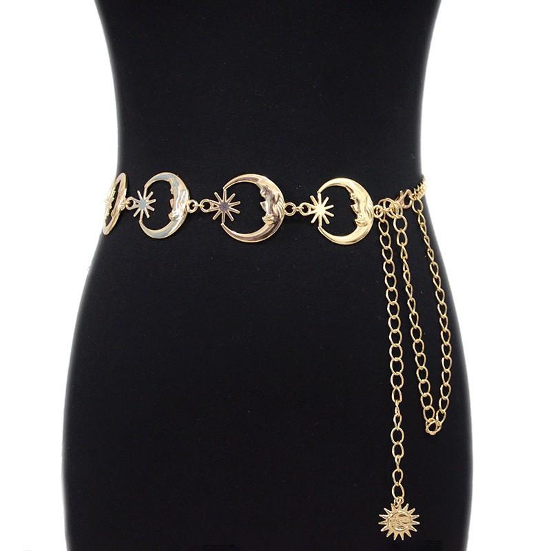 Moon metal waist chain women's sun decoration with dress ins trend simple and versatile chain waist accessories