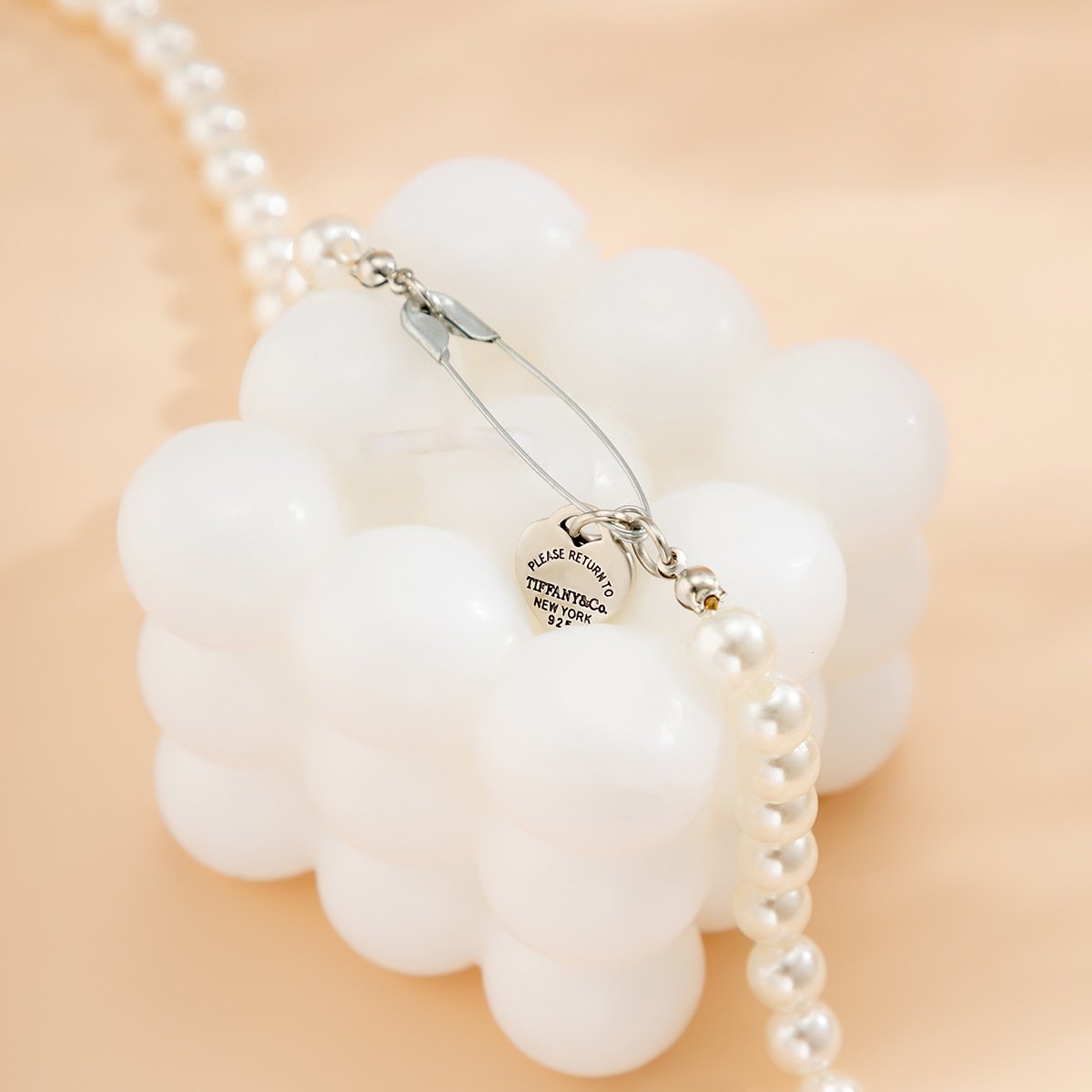 Jewelry Temperament Versatile Imitation Pearl Clavicle Necklace Simple Metal Heart-shaped Letter Hangtag Necklace