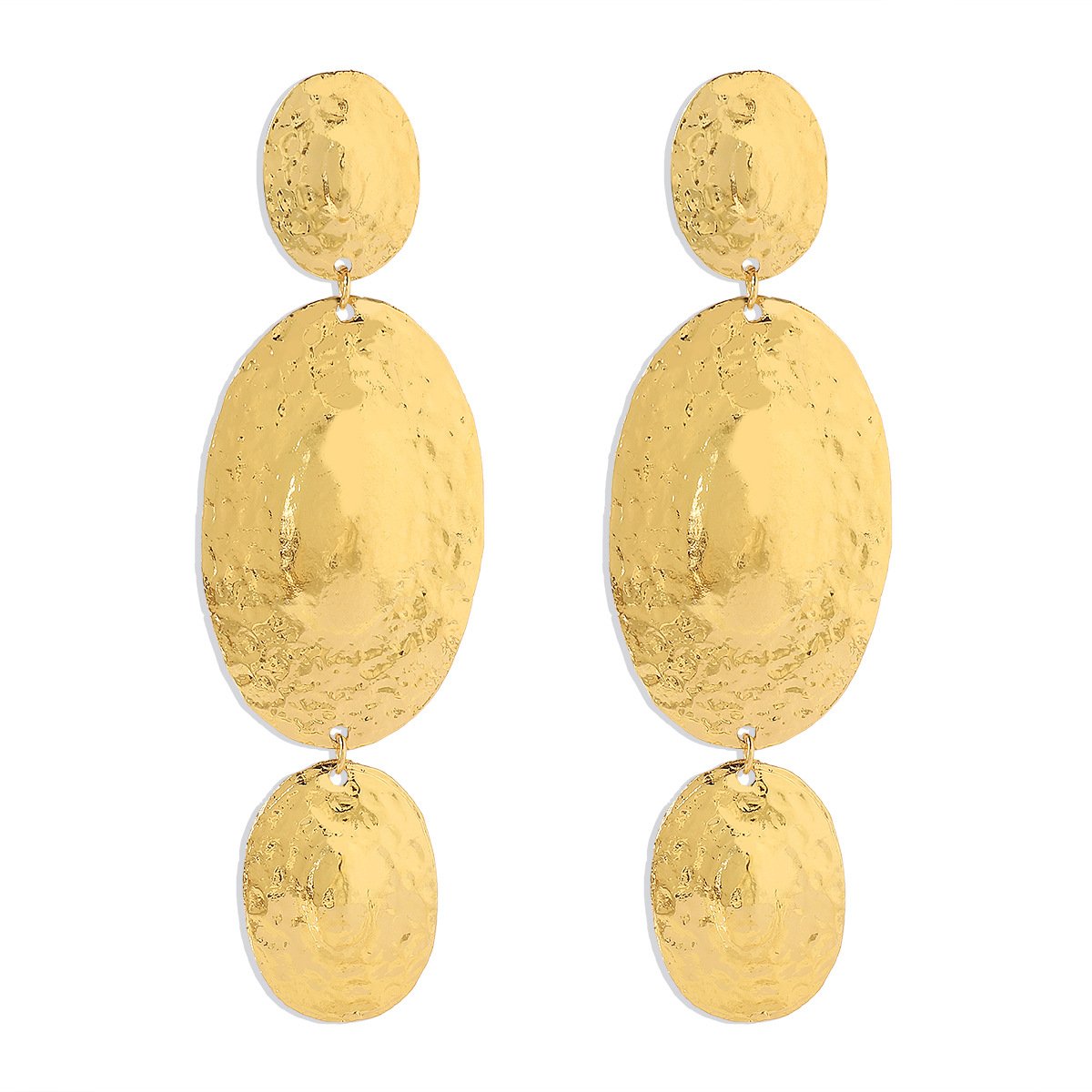 E1948 jewelry ZA exaggerated long heavy industry earrings personality level oval design sense earrings