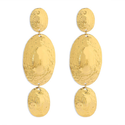 E1948 jewelry ZA exaggerated long heavy industry earrings personality level oval design sense earrings