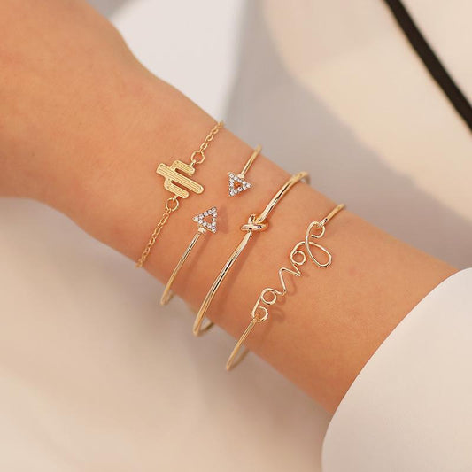 Jewelry Set Letter LOVE Geometric Knotted Bracelet Bracelet Combination Four-piece Set