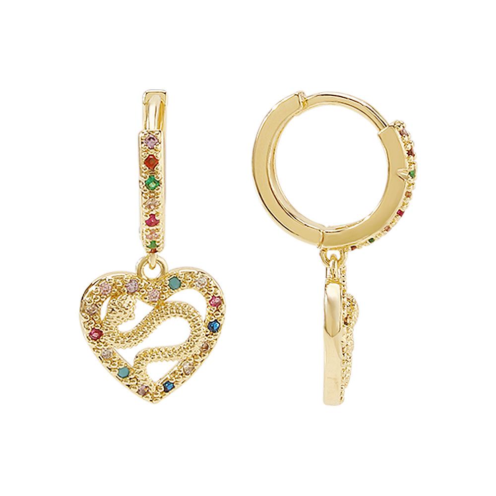 ZE54 Jewelry Retro Heart Hollow Earrings Niche Design Simple Snake Earrings