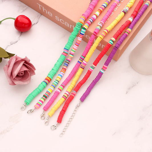Jewelry casual color soft pottery choker necklace female fashion 6mm disc necklace necklace necklace