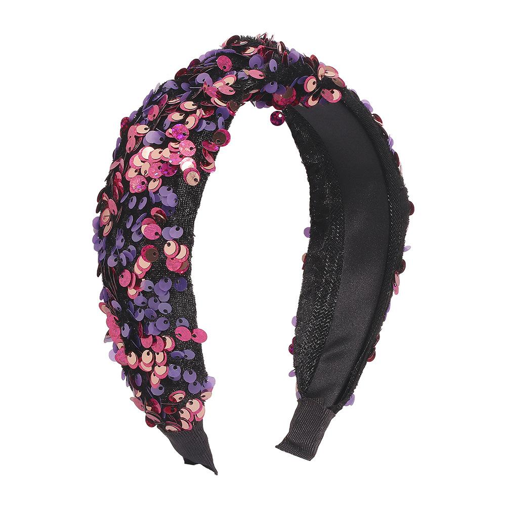 F3727 Jewelry Personality Super Shiny Sequin Headband Fabric Art Fashion Stage Catwalk Temperament Hair Accessories