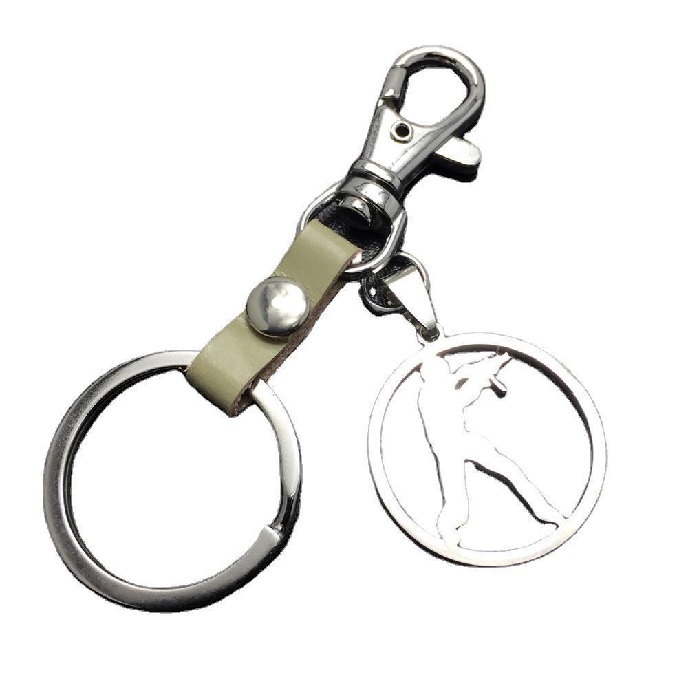 Anime game CSGO anti-terrorist stainless steel pendant leather key chain pendant multi-color optional