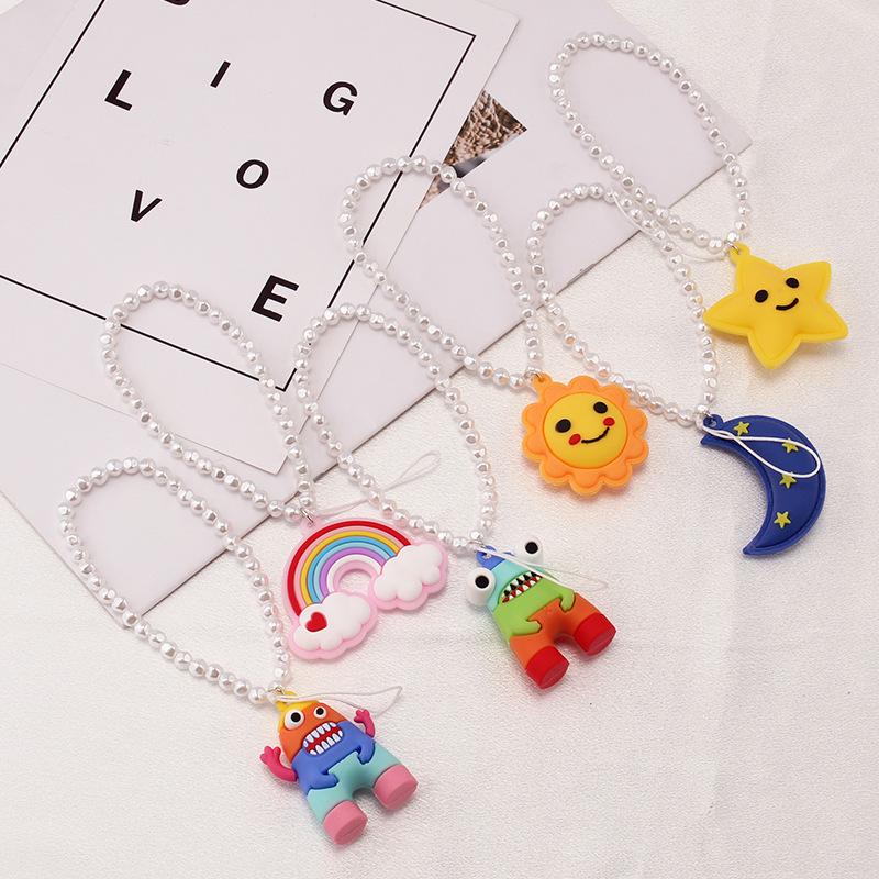 Jewelry ethnic creative monster sun soft pottery accessories pearl chain wristband mobile phone lanyard