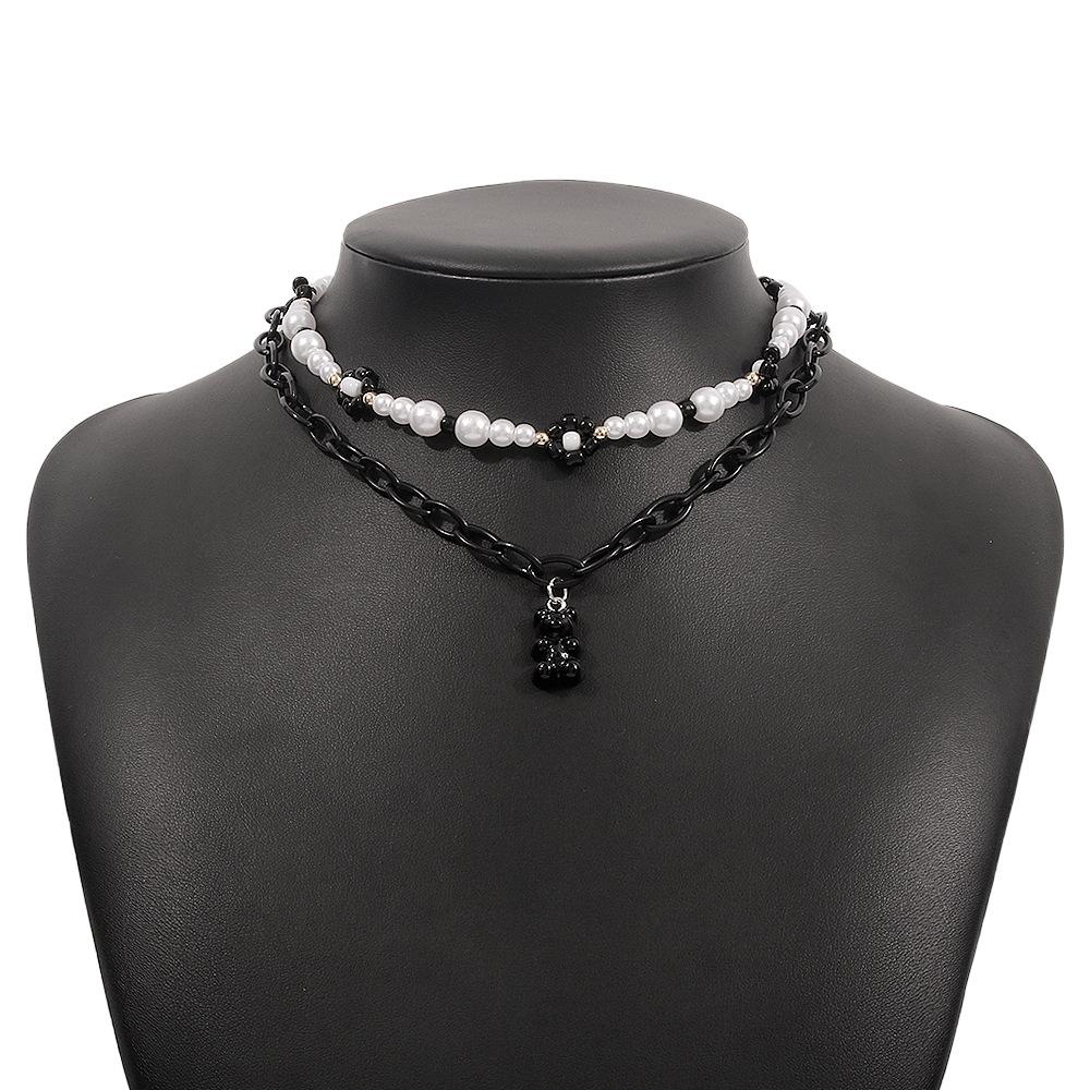 N9943 Ethnic Holiday Beaded Necklace Female Cub Bear Flower Simple Necklace Indifferent Retro Necklace