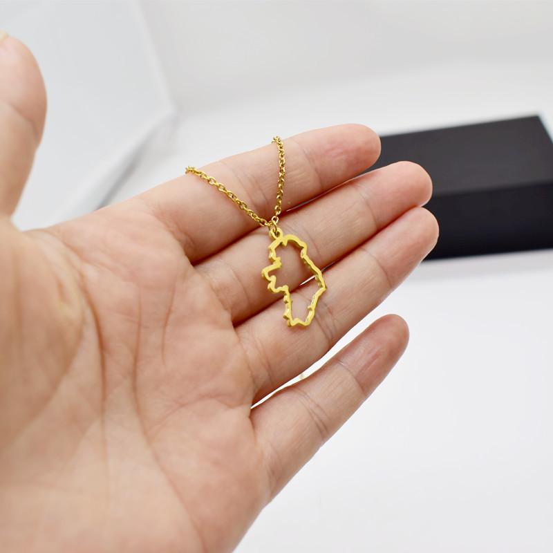 Hollow Ireland Country Map Necklace World Map Europe Pendant Stainless Steel Jewelry