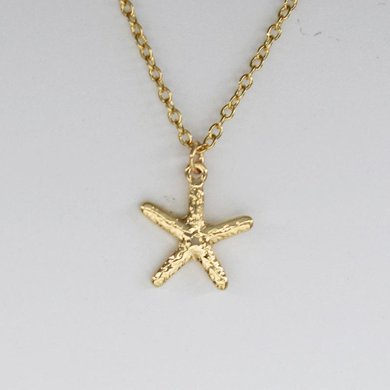 Fashion Jewelry Simple Starfish Pentagram Necklace Female Pendant Clavicle Chain Electroplated Gold and Silver