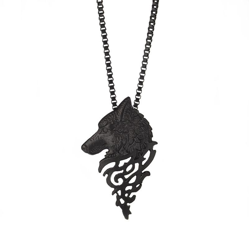 Retro Domineering Wolf Head Necklace Original Fashion Personality Metal Animal Sweater Chain Necklace Can Be Authorized