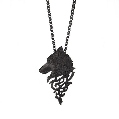 Retro Domineering Wolf Head Necklace Original Fashion Personality Metal Animal Sweater Chain Necklace Can Be Authorized