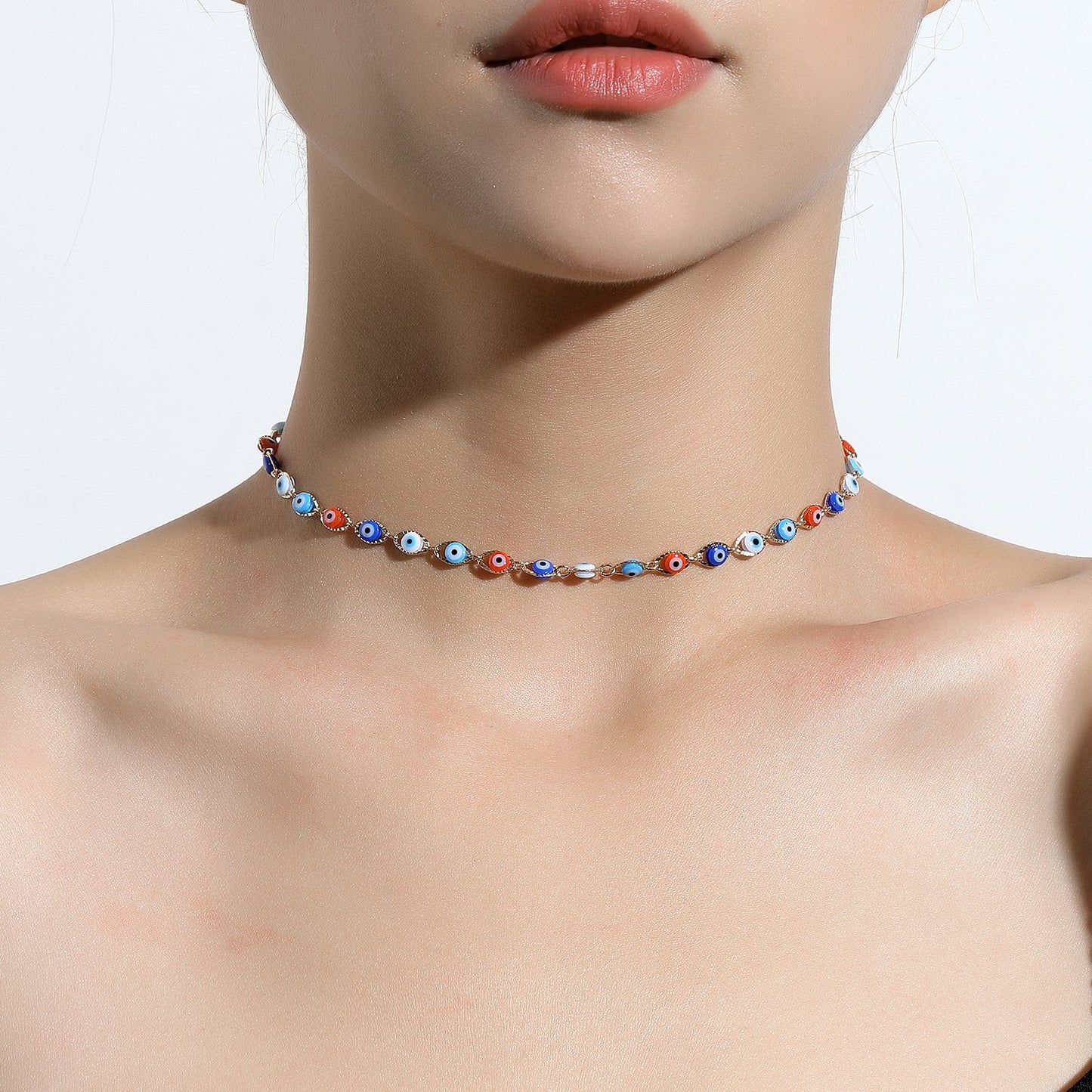 Jewelry Simple Temperament Single Layer Devil's Eye Necklace Women's Fashion Eye Elements Necklace