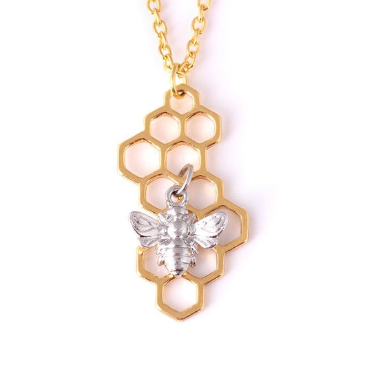 Fashion Jewelry Creative Honeycomb Bee Pendant Necklace Personality Insect Sweater Chain