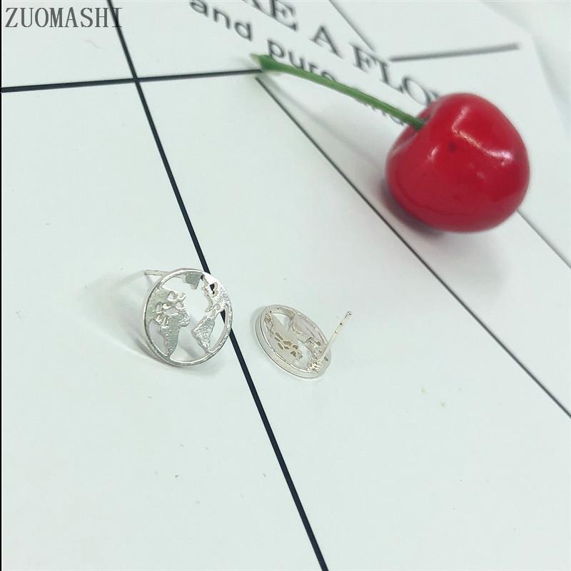 19-year style world map earrings simple personality hollow world map earrings trinkets