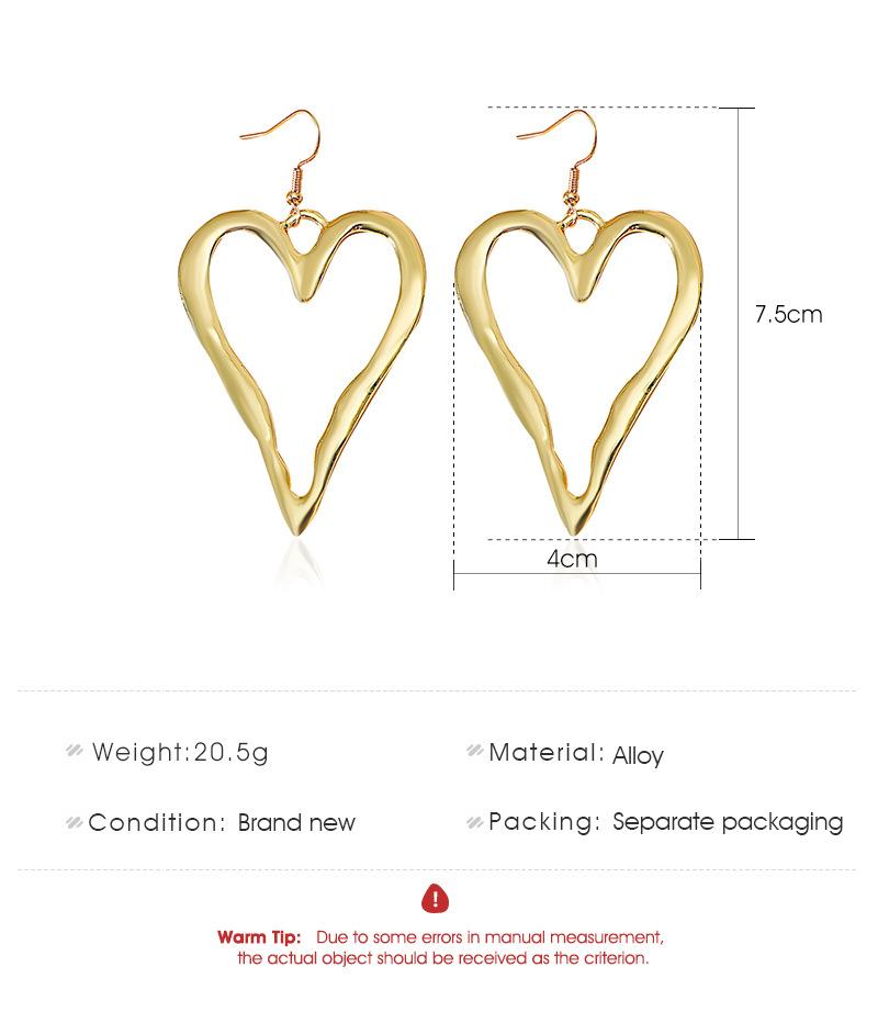 Ins personality irregular love earrings fashion simple temperament trendy metal exaggerated earrings female