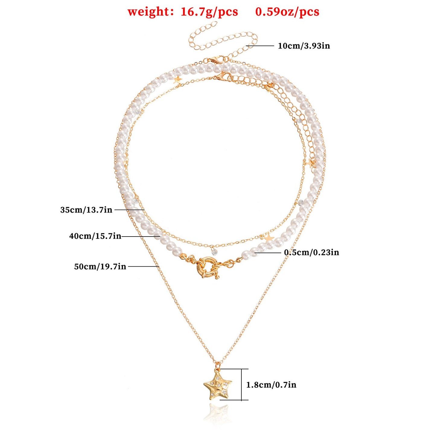 Jewelry ins five-pointed star zircon tassel simple all-match multi-layer necklace collarbone chain female