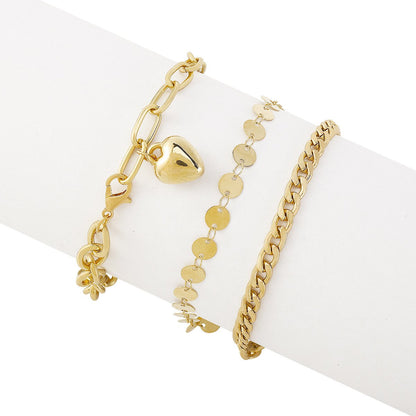 A143 personality niche fashion anklet set hip-hop disc love chain elements street shooting foot accessories