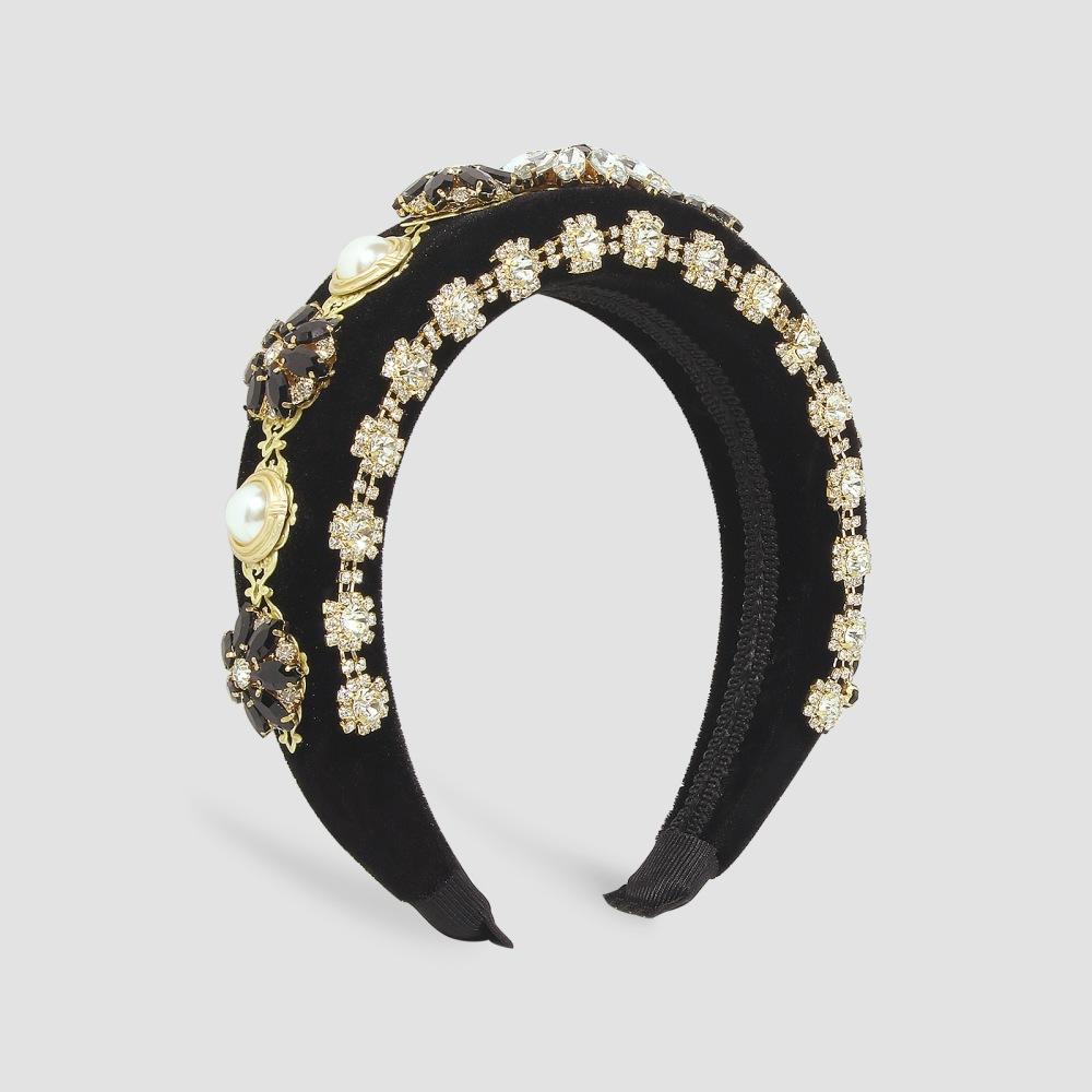 F3625 Baroque heavy industry hair hoop palace exaggerated thick sponge head hoop full of diamond flower temperament hair accessories