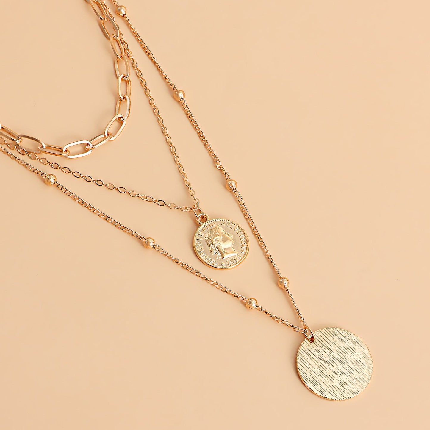 Jewelry trend multi-layer ins coin pendant necklace female niche design sense light luxury necklace